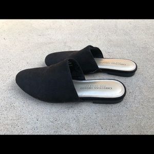 black suede loafer